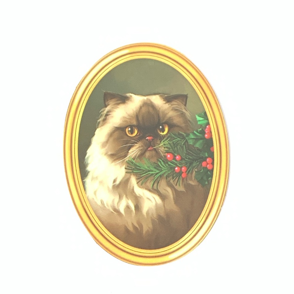 Cat Portrait Sticker with Gold Frame